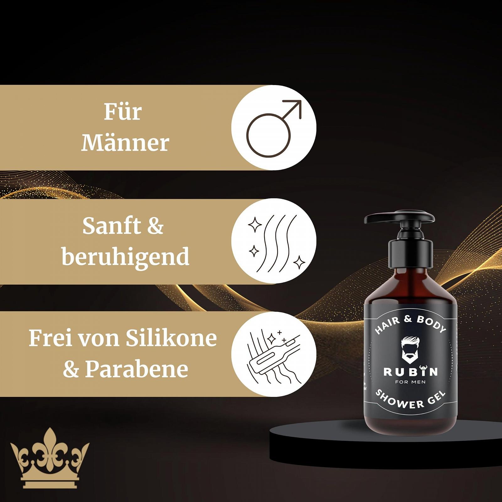 Гель для душу та шампунь 2-в-1 Rubin for Men Gentle 150 мл без сульфатів та парабенів веганський, фото №3