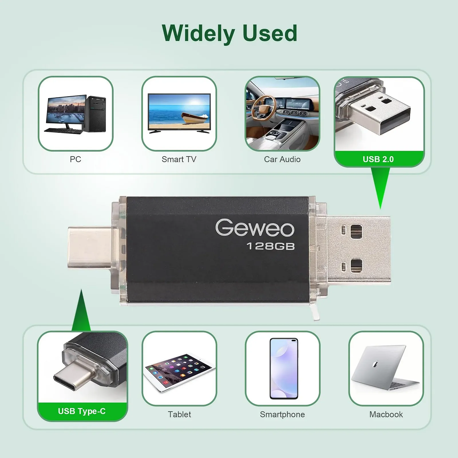 USB-накопичувач OTG 2 в 1 128 ГБ Type-C USB 2.0 Чорний, фото №3 USB-накопичувач OTG 2 в 1 128 ГБ Type-C USB 2.0 Чорний, фото №3