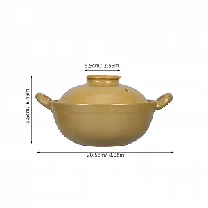 Горшок глиняный для тушения Toyvian с двойной ручкой нескользящий с крышкой для дома и сада synthetic.ua - Фото 1