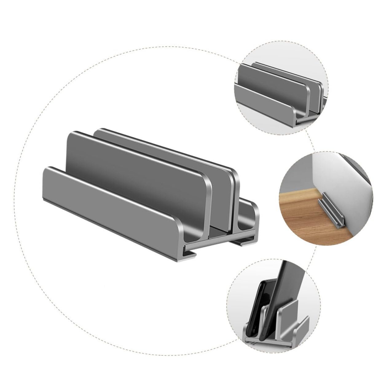 Регульована Підставка для ноутбука Алюмінієвий сплав з силіконовою основою для відведення тепла Вертикальна, фото №8