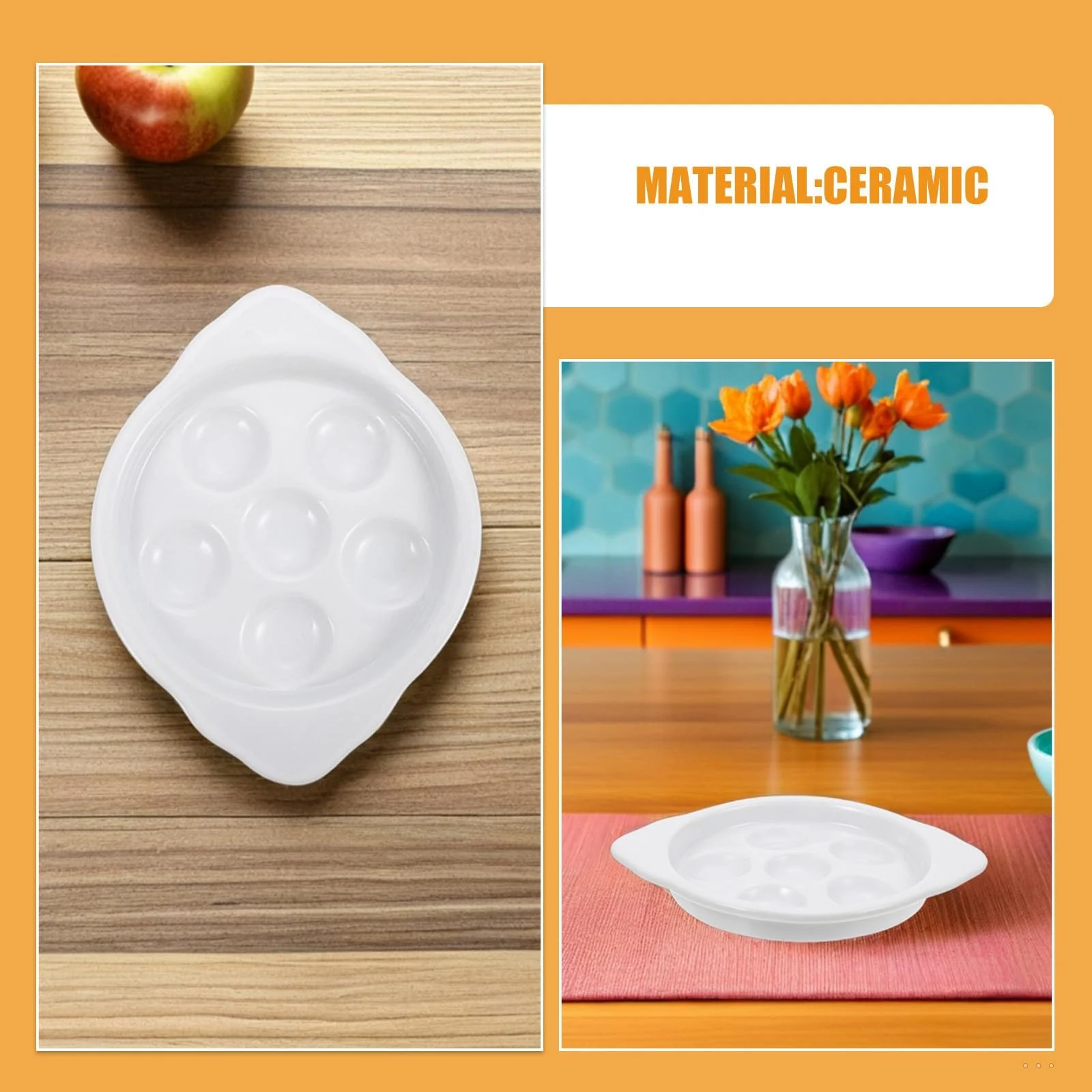 Набор посуды для подачи улиток GLEAVI 4 предмета керамический 17,8 cm французская форма для запекания белый, фото №5