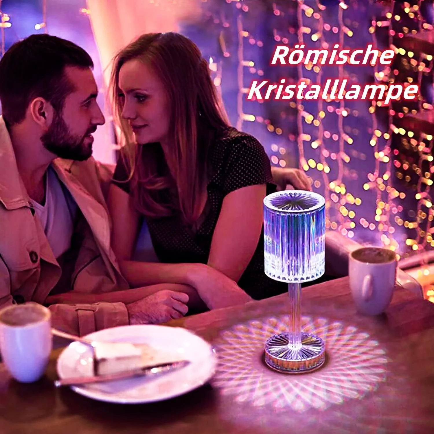 Настільна лампа OKSANO Crystal Diamond LED сенсорна димована 16 кольорів 4 режими пульт RGB, фото №4