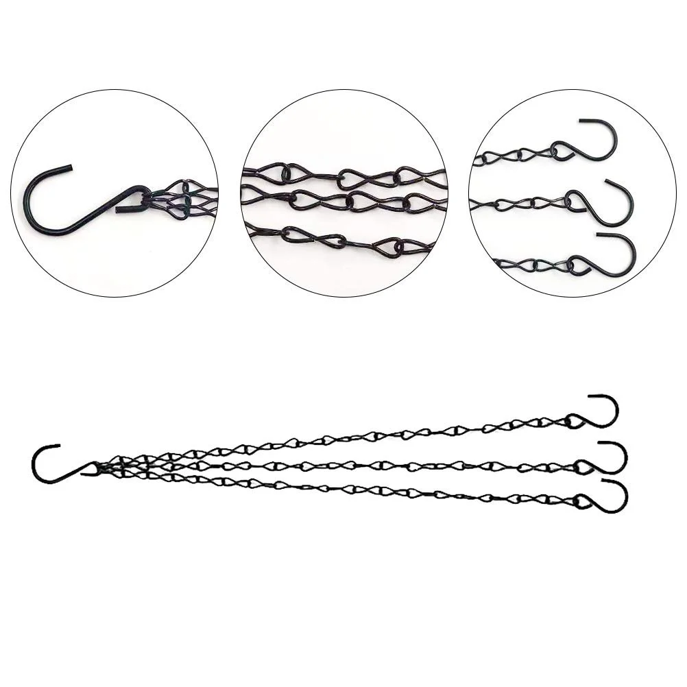 Металеві ланцюжки для підвісних кошиків Набір 6 шт. з S-подібними гачками Чорні, фото №9 Металеві ланцюжки для підвісних кошиків Набір 6 шт. з S-подібними гачками Чорні, фото №9