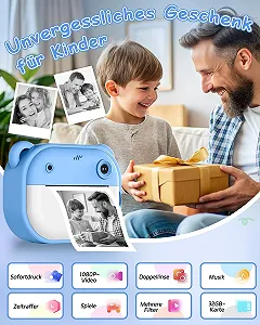 Фотокамера мгновенной печати Children's Camera 1080P Dual Lens 2" 32GB Blue synthetic.ua - Фото 1