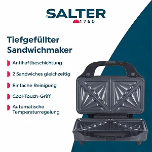 Сэндвичница Salter EK2017TFVDE, 2 тоста, пресс-гриль на 4 ломтика, автоматический контроль температуры, 900 Вт, EK2017TFVDE цена на synthetic.ua - Фото 1 Сэндвичница Salter EK2017TFVDE, 2 тоста, пресс-гриль на 4 ломтика, автоматический контроль температуры, 900 Вт, EK2017TFVDE synthetic.ua - Фото 1