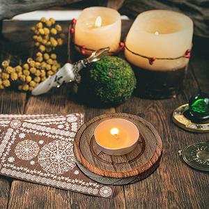 Подсвечник d'Altar с деревянным ювелирным подносом с пентаклем для винтажного декора для свадебного декора Povanjer synthetic.ua - Фото 1