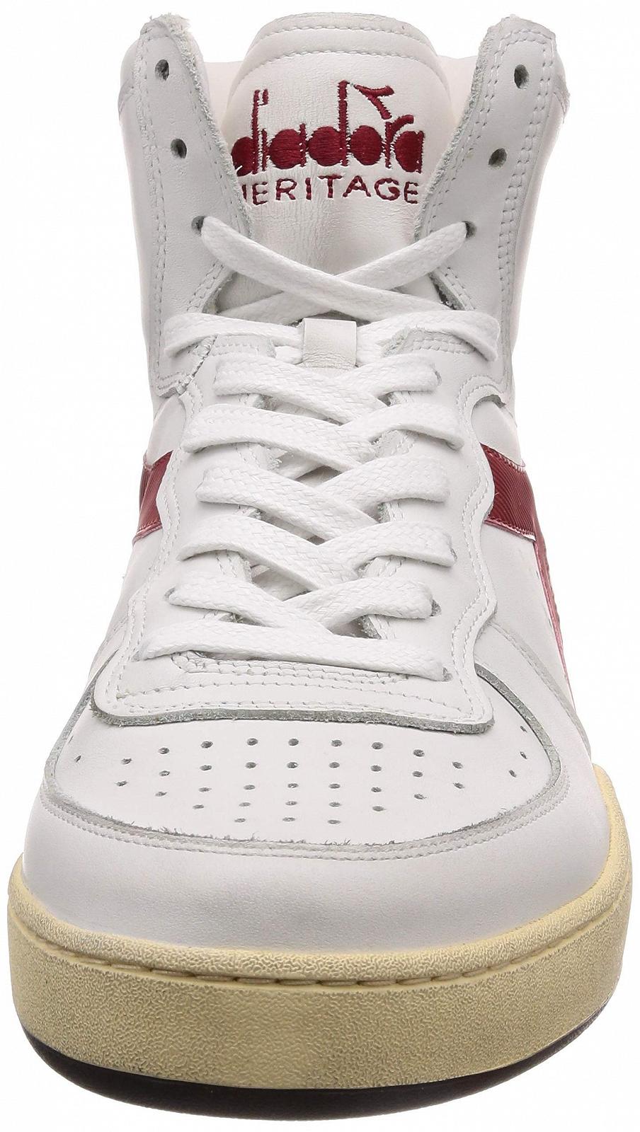 Кроссовки Diadora Heritage MI Basket Used из натуральной кожи мужские высокие Бело-серый, фото №2