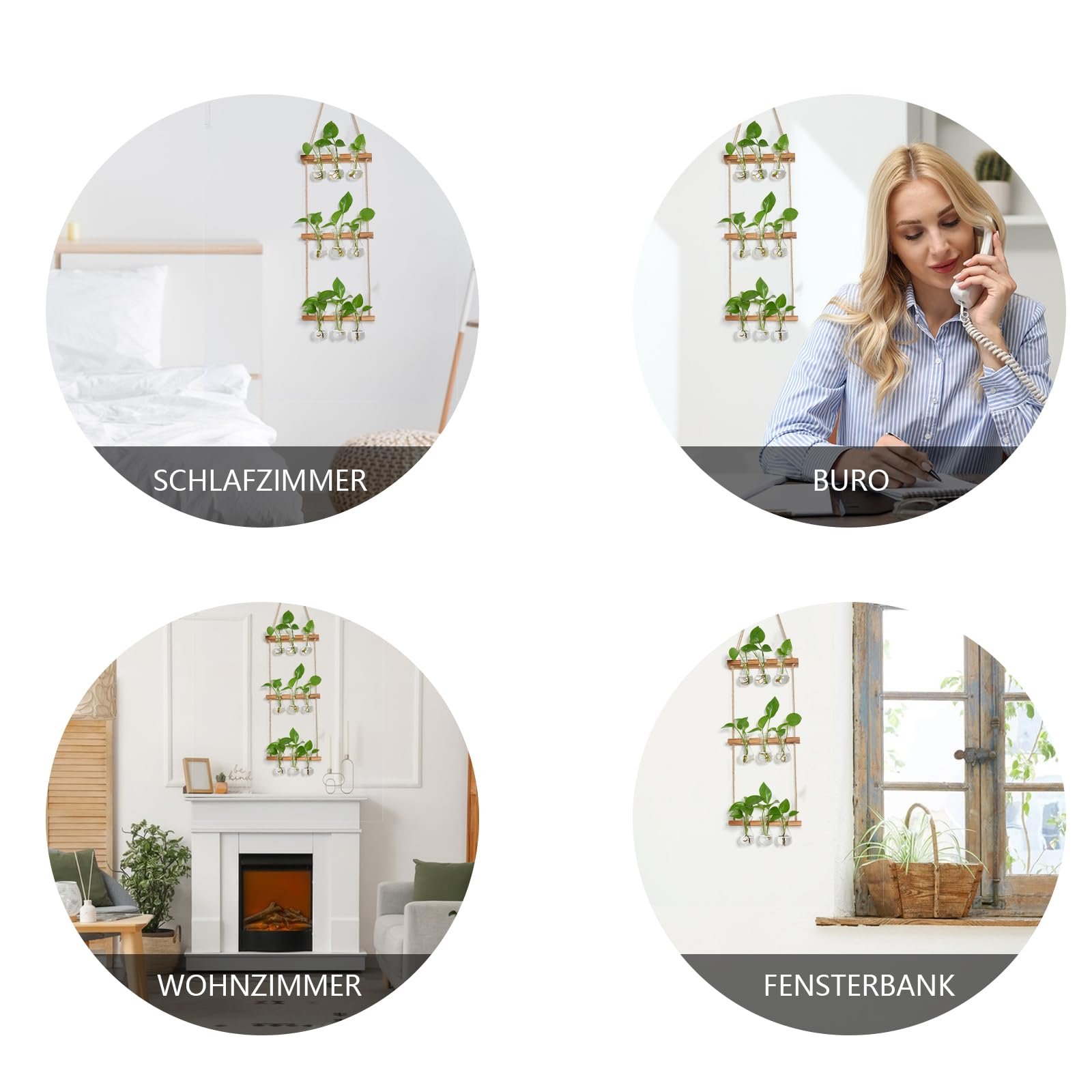 Станція для розмноження рослин XXXFLOWER Small Teardrop 3-рівнева з 9 скляними вазами та сосновою підставкою Прозорий/Натуральне дерево, фото №6