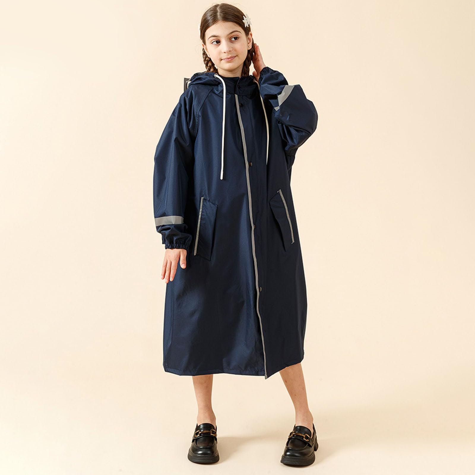 Детский дождевой плащ с карманом Летний водонепроницаемый дождевой пончо Дождевой костюм с капюшоном на молнии Многоразовый складной дождевой плащ Дождевая одежда Тонкая Легкая дышащая дождевая куртка Дождевик, фото №3