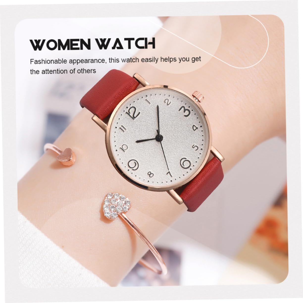 Часы LIFKOME Кварцевые Красный Бежевый, фото №3