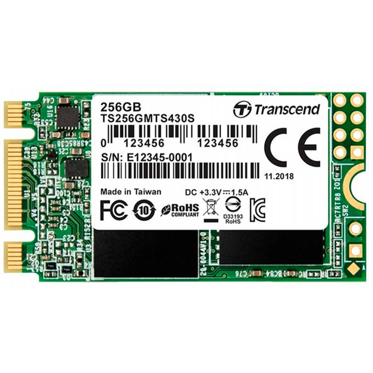 SSD накопичувач Transcend MTS430S 256GB M.2 2242 SATAIII TLC TS256GMTS430S, фото №1 SSD накопичувач Transcend MTS430S 256GB M.2 2242 SATAIII TLC TS256GMTS430S, фото №1