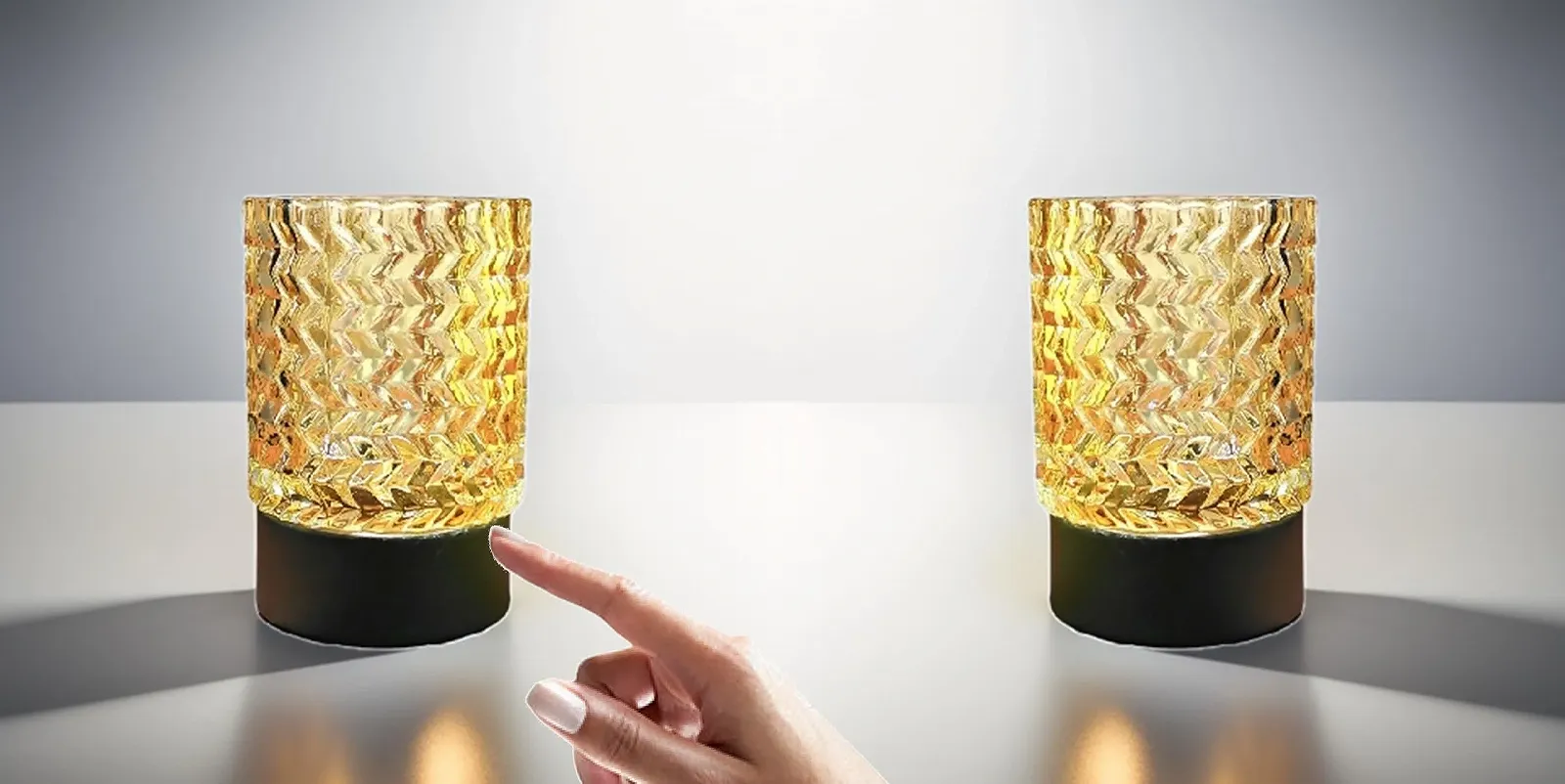 Настільна лампа Trango Jil 2017-21C-SD*2 Touch LED 3 рівні яскравості зі скляним плафоном лампа E14 4 Вт 2700 K Warm White набір з 2 шт. Beige, фото №1