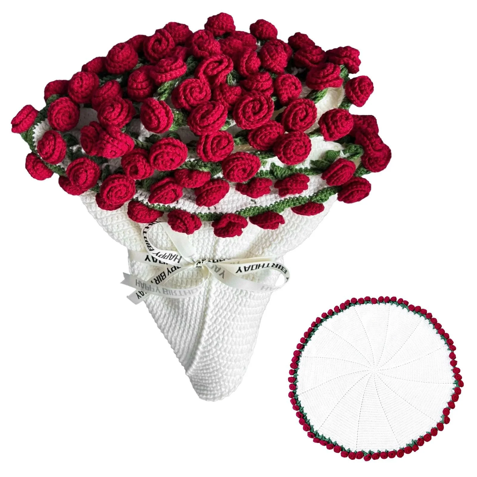 Покривало MSINMINW Букет, В'язана вручну Покривало з трояндами, М'яка та легка, фото №1