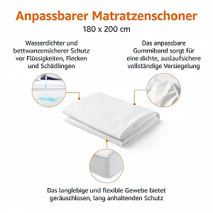Наматрасник Amazon Basics Водонепроницаемый 45 см Белый 180 x 200 см synthetic.ua - Фото 1