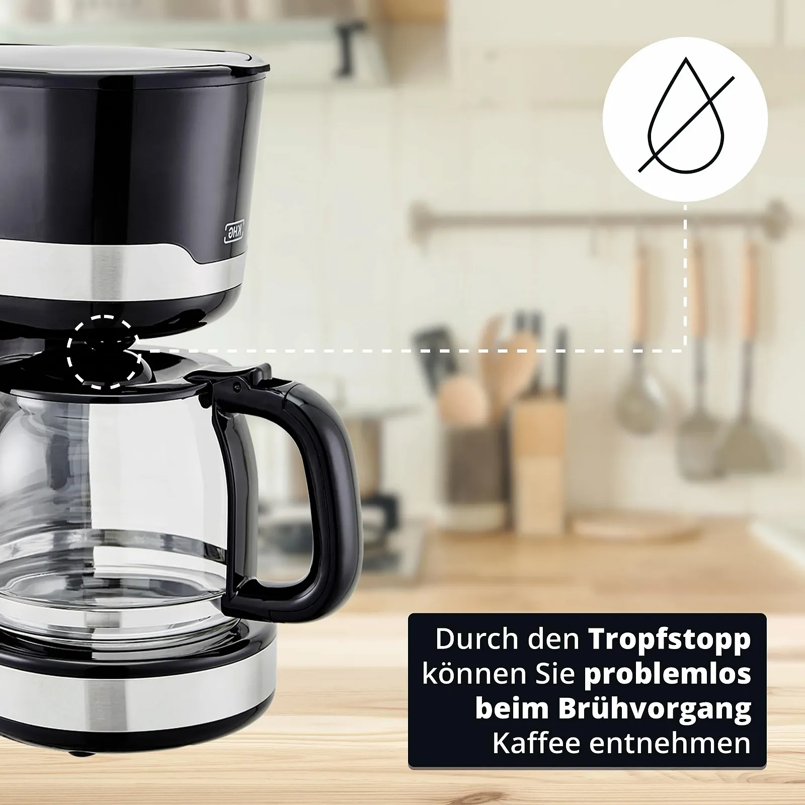 Кофемашина капельная KHG KA-129 SE2 1.5 л Чорна, фото №3