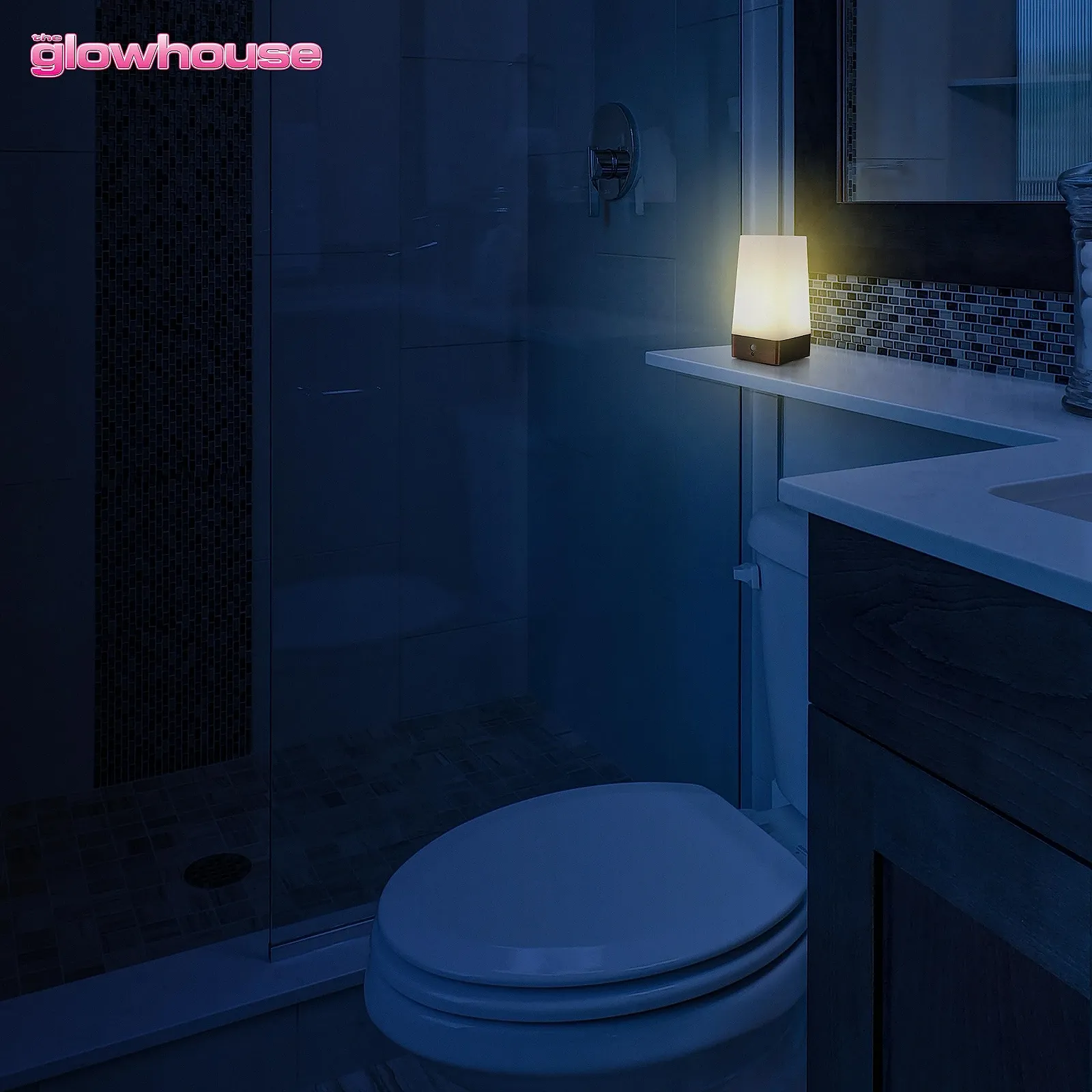 Настільна лампа The Glowhouse LED бездротова з датчиком руху PIR на батарейках квадратна, фото №7