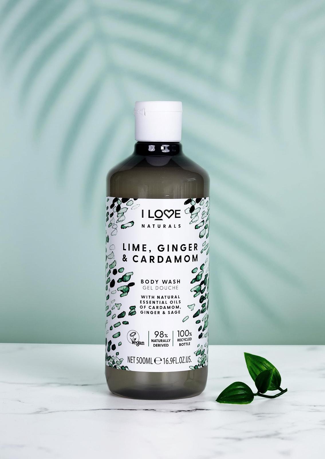 Гель для душу I Love Naturals Lime, Ginger & Cardamon з натуральними оліями кардамону, імбиру та шавлії, 2 x 500 мл, фото №8