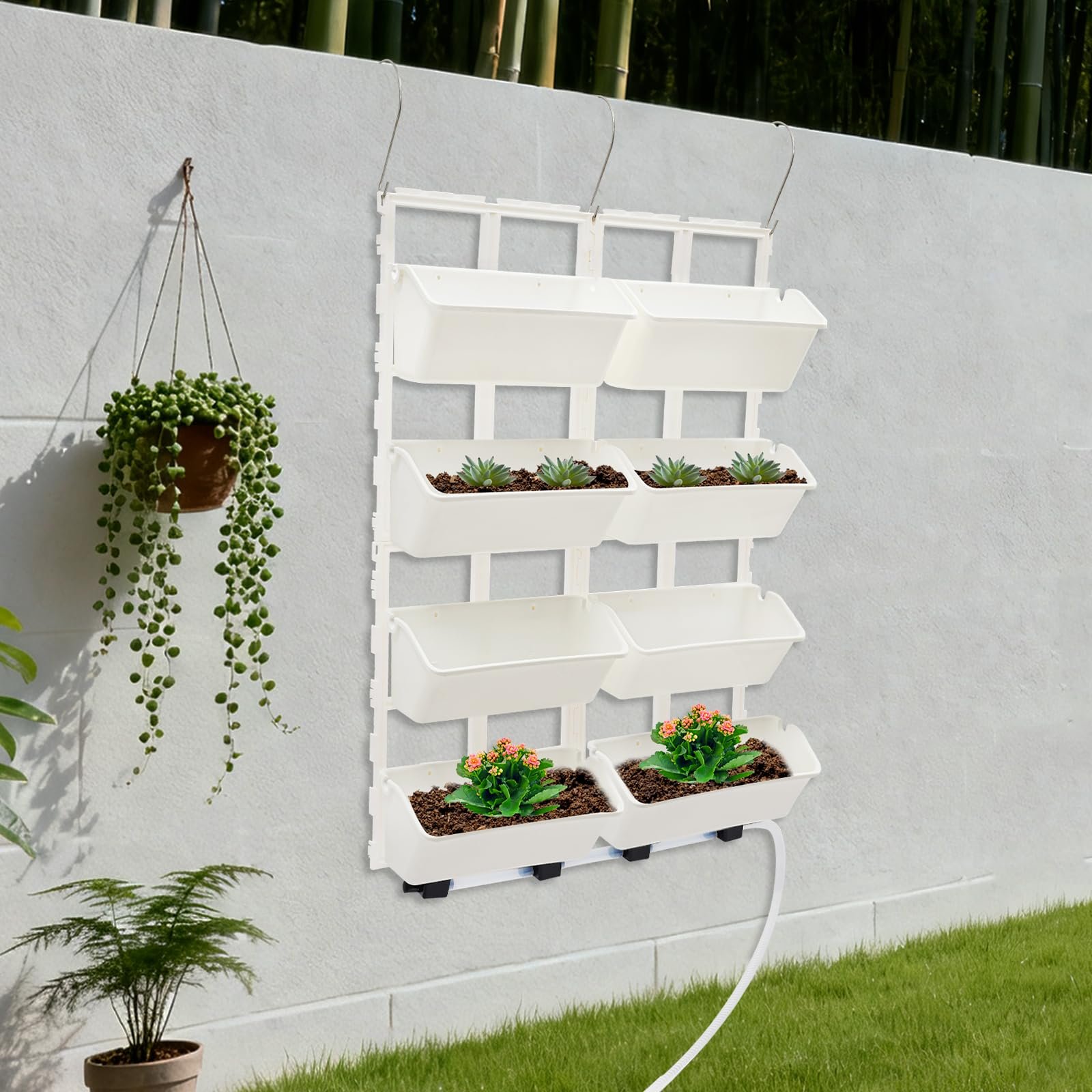 Вертикальний настінний органайзер для рослин 8 кишень з крапельним поливом Білий, фото №7 Вертикальний настінний органайзер для рослин 8 кишень з крапельним поливом Білий, фото №7