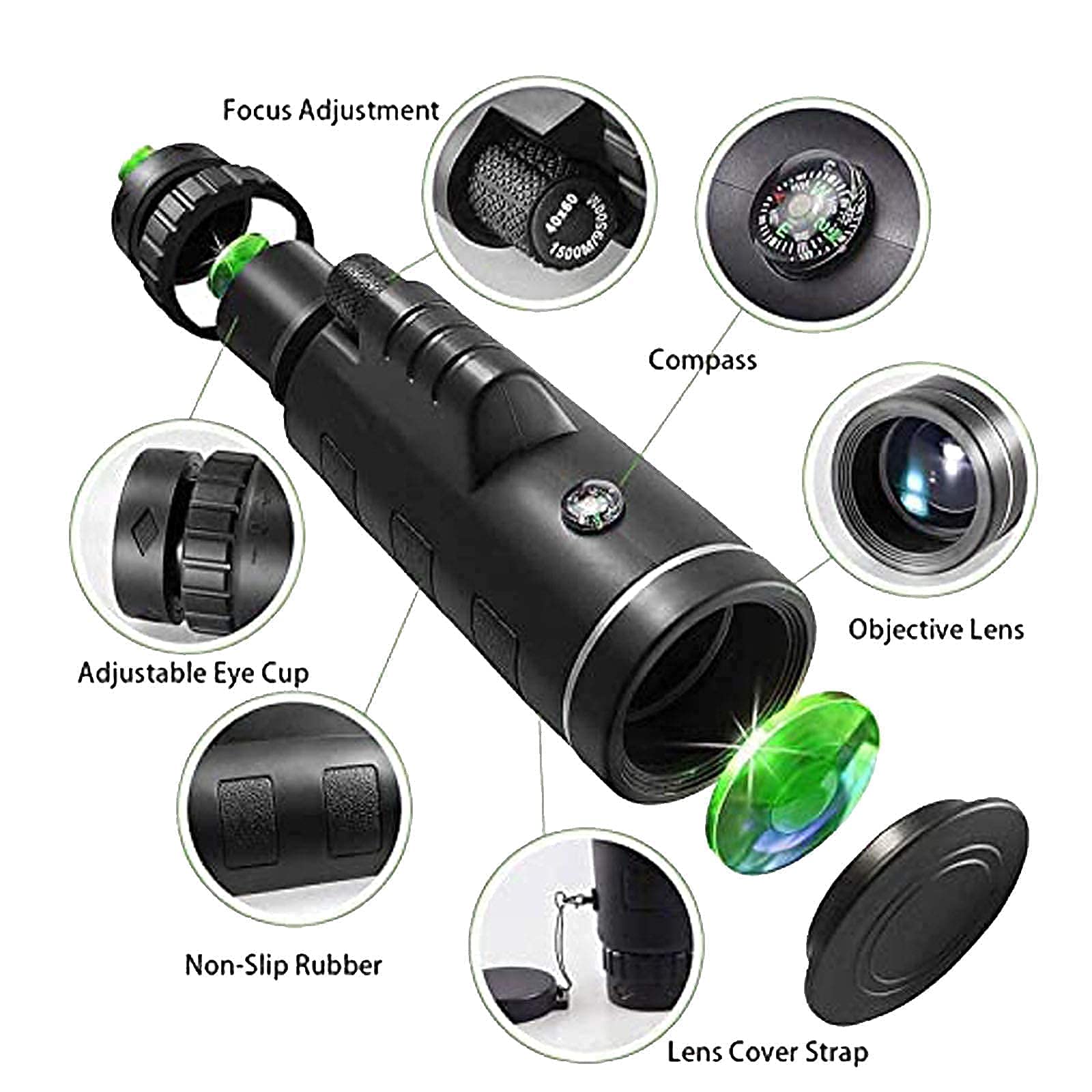 Телескоп Monocular Telescope 40 x 60 HD High Power Bak4 Prism Waterproof Pocket Compact Monocular Rifle Scope с адаптером для смартфона и штативом, фото №3
