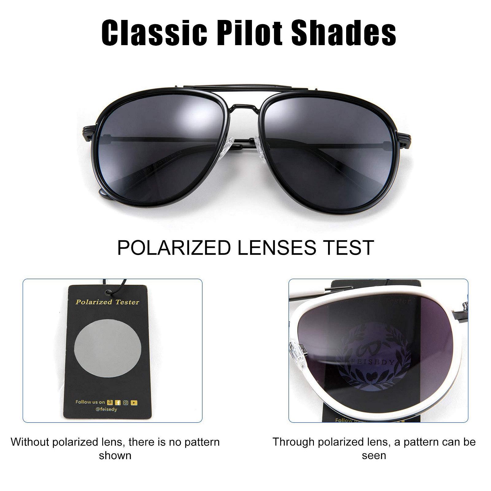 Поляризовані окуляри-авіатори FEISEDY B2700, металева оправа, захист UV400, класичні, унісекс, фото №5