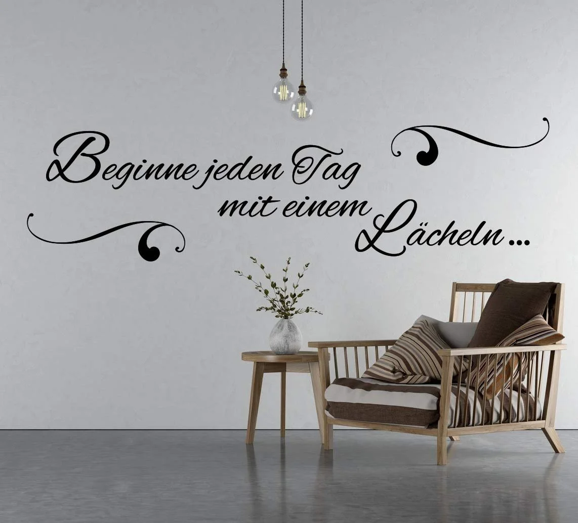 Наклейка на стіну a272 Цитата "Begin Every Day with a Smile" 120 x 33 см Бежева, фото №1