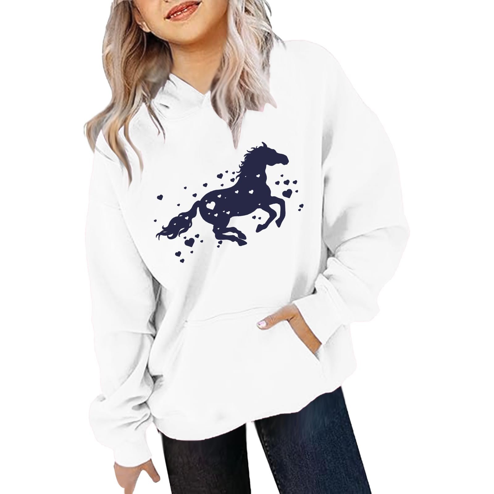 Худі Generisch з довгими рукавами з принтом коня для дітей, зимове, різдвяне, фото №2 Худі Generisch з довгими рукавами з принтом коня для дітей, зимове, різдвяне, фото №2