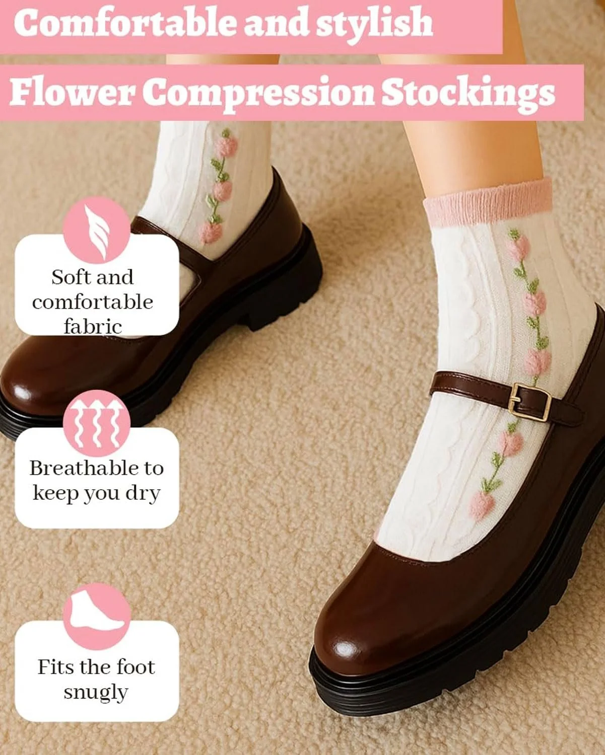 Шкарпетки з оборками Бавовняні в'язані жіночі білі (5 пар), фото №5