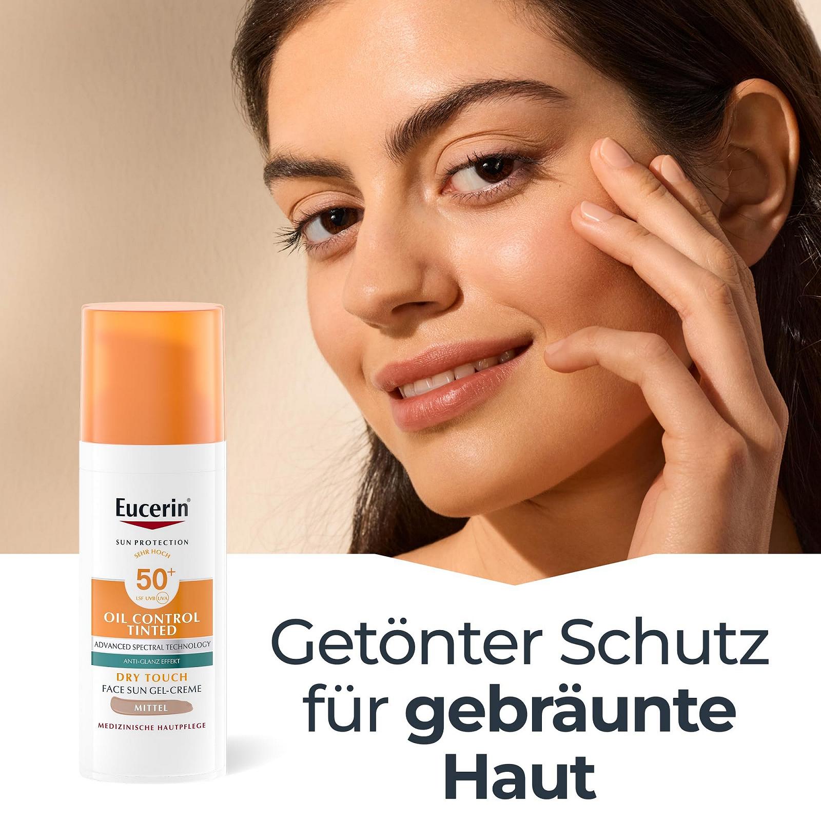 Сонцезахисний гель-крем для обличчя Eucerin Oil Control Tinted SPF 50+ Medium для чутливої, жирної та схильної до акне шкіри, 50 мл, фото №10