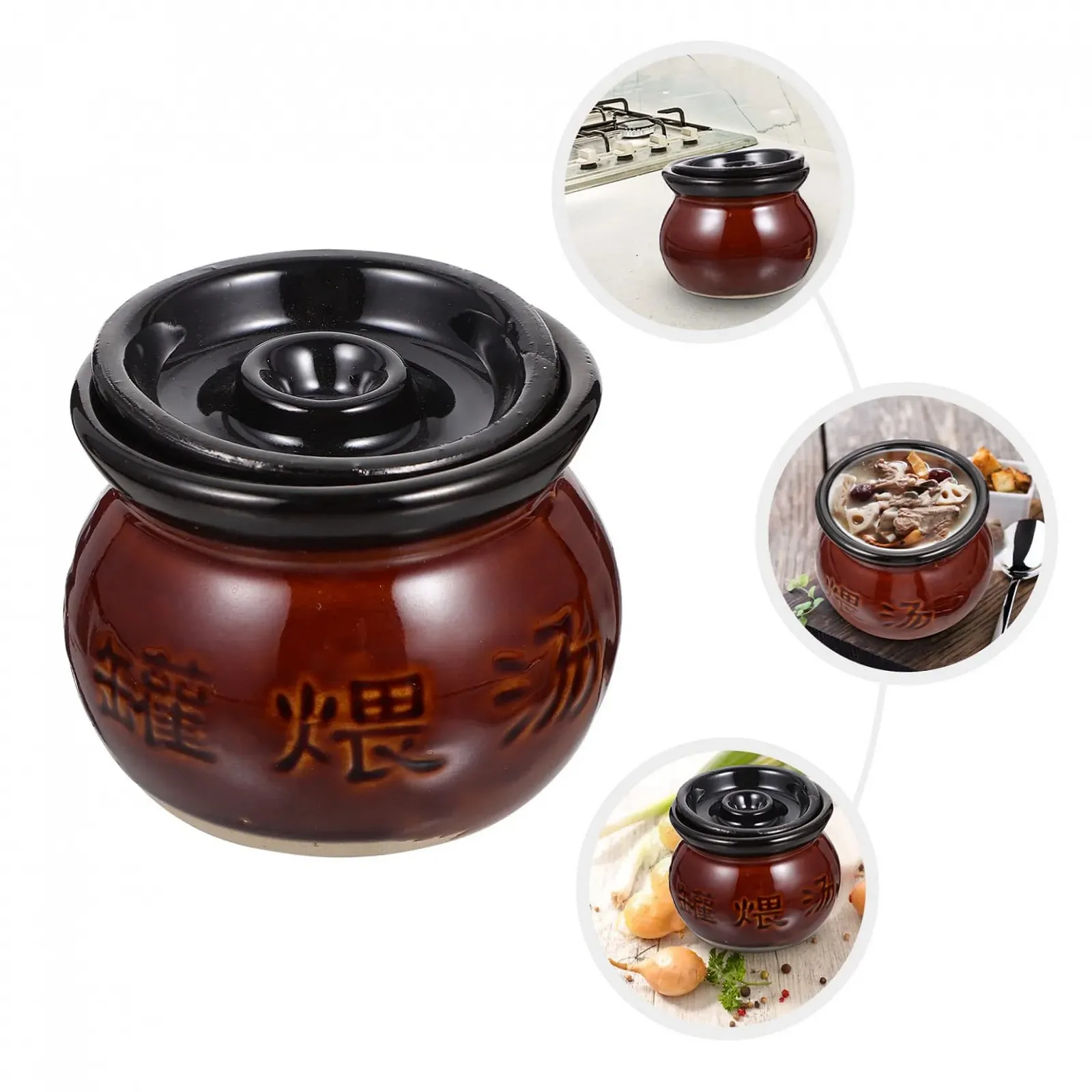 Набір горщиків керамічних 2 шт. з кришкою Білий, фото №4