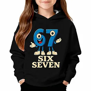Худи Y2K с мемом 67 Six Seven, худи с длинными рукавами и принтом 67, повседневный свободный свитшот, подростковый пуловер для девочек и мальчиков, модное худи - Фото 1