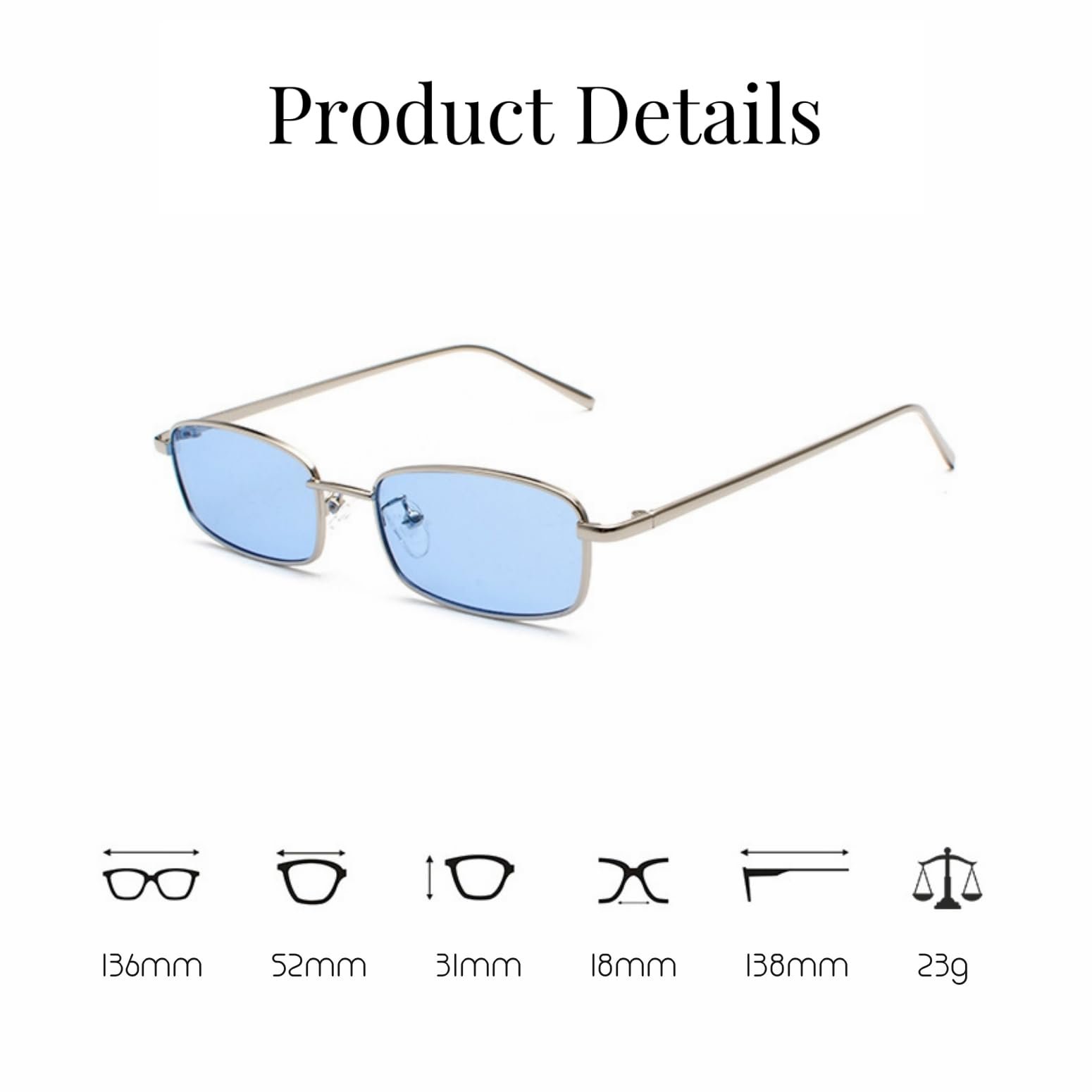 Сонцезахисні окуляри Прямокутні VueLux Вінтажні Ретро з металевою оправою, фото №5