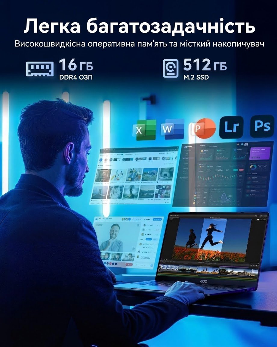 Ноутбук 15.6" AOC (AX15) Intel N97 RAM 16GB SSD 512GB Windows 11 Алюмінієвий корпус (UKR), фото №7