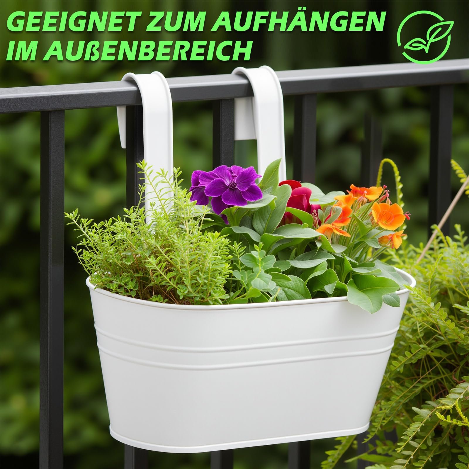 Набір підвісних квіткових горщиків YedZen 4 шт. 27,5 см з дренажними отворами та знімним гачком Білий, фото №2 Набір підвісних квіткових горщиків YedZen 4 шт. 27,5 см з дренажними отворами та знімним гачком Білий, фото №2