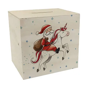Скарбничка Санта-Клаус на єдинорозі дерев'яна - Фото 1