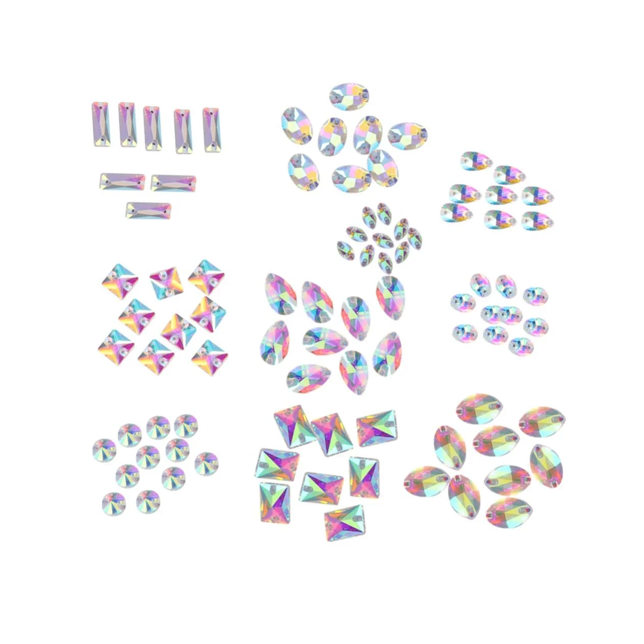 Стрази Скло NUOBESTY AB Crystal Claw Різні форми Кольорові, 100 шт, фото №1