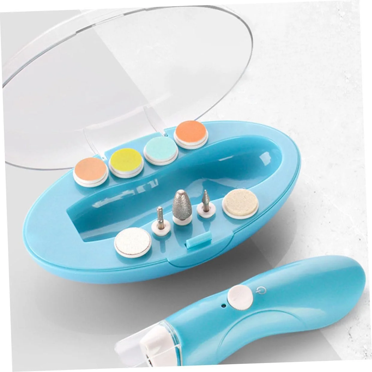 Электрический набор для подстригания ногтей WRITWAA USB Заряжаемый многофункциональный полировщик для ногтей для взрослых и домашних животных Портативный маникюрный набор с различными насадками, фото №6