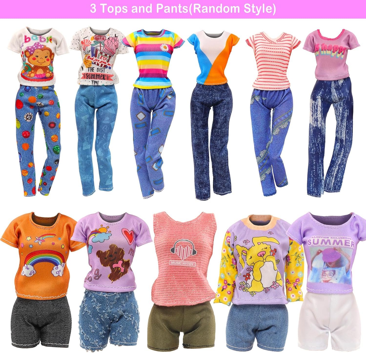 Набор одежды Miunana для кукол 30 см / 9 платьев / 3 топа / 3 брюки, фото №4