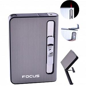 Портсигар на 10 сигарет с зажигалкой FOCUS №HL-149 Black 10833 synthetic.ua - Фото 1