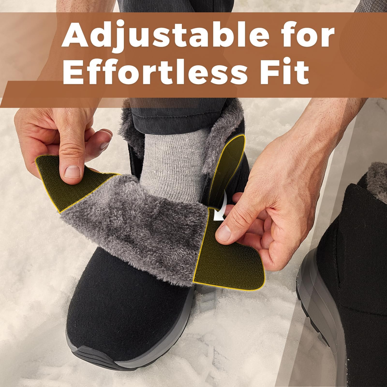 Зимові Черевики FitVille Extra Wide Чоловічі Зимові Черевики на Теплій Підкладці Широкі Черевики для Снігу з Коротким Халявою Плоскі Зимові Черевики для вулиці Зручні Нековзні Зимові Черевики, фото №4