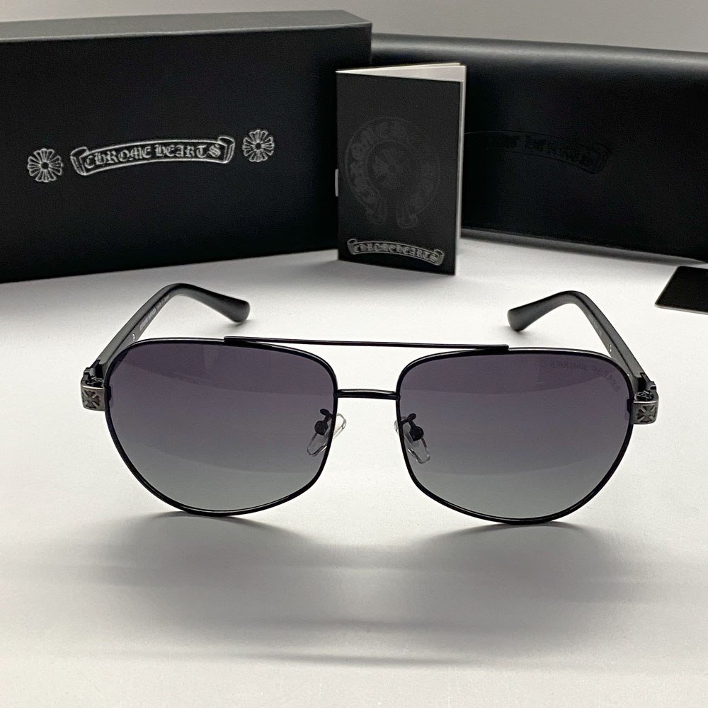 Мужские солнцезащитные очки черные Chrome Hearts Polarized, фото №3