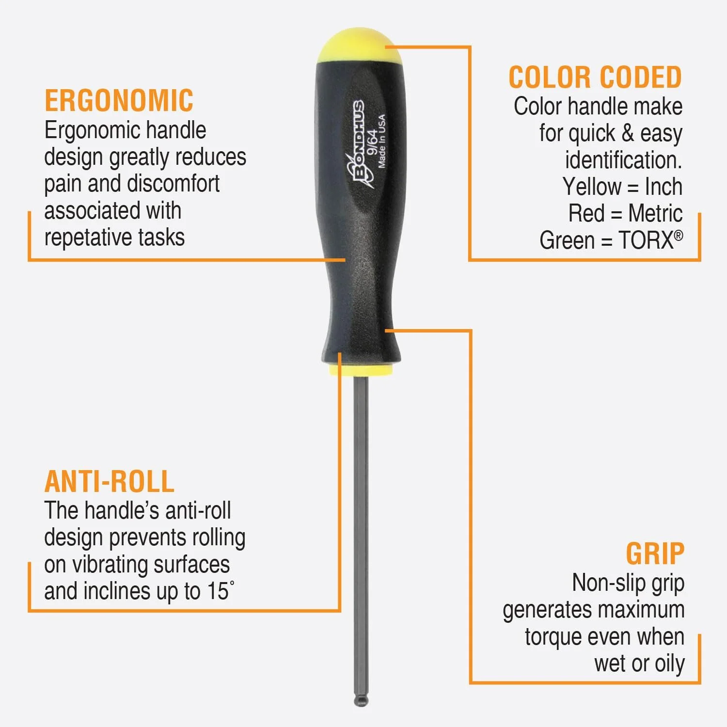 Набір викруток з кулястим наконечником Bondhus BSX8-S 10632 8 предметів, фото №2