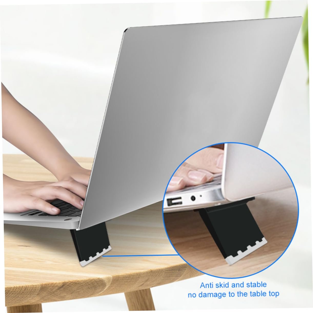 Подставка для ноутбука TEHAUX Складная, 4 шт., эргономичная, регулируемая по высоте, портативная для охлаждения и стабильности Черный, фото №8