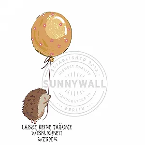 Наклейка на стіну Sunnywall Hedgehog Lasse Deine Träume Wirklichkeit Werden Розмір 2 synthetic.ua - Фото 1