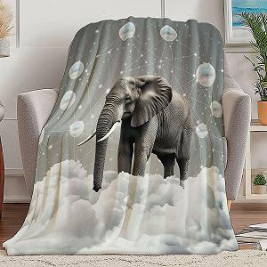 Одеяло Cuddly 180 x 220 см Мягкое и теплое 3D Космические пузыри Слоненок Фланелевое одеяло для кровати Диван Спальня Офис Серый Микрофибра Покрывало на кровать Декоративный плед synthetic.ua - Фото 1
