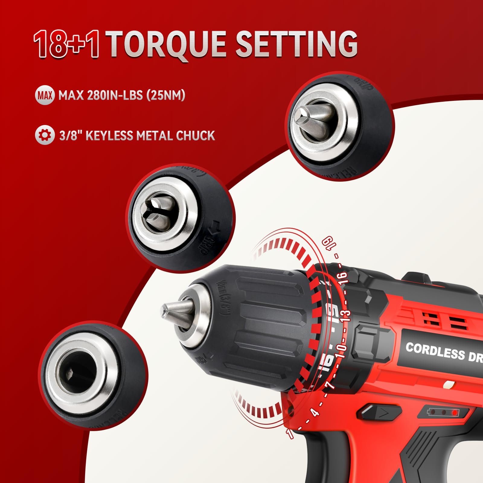 Шуруповерт беспроводной 12V 2000 мА·ч 18+1 крутящий момент 25 Н·м 2 скорости, фото №3 Шуруповерт беспроводной 12V 2000 мА·ч 18+1 крутящий момент 25 Н·м 2 скорости, фото №3