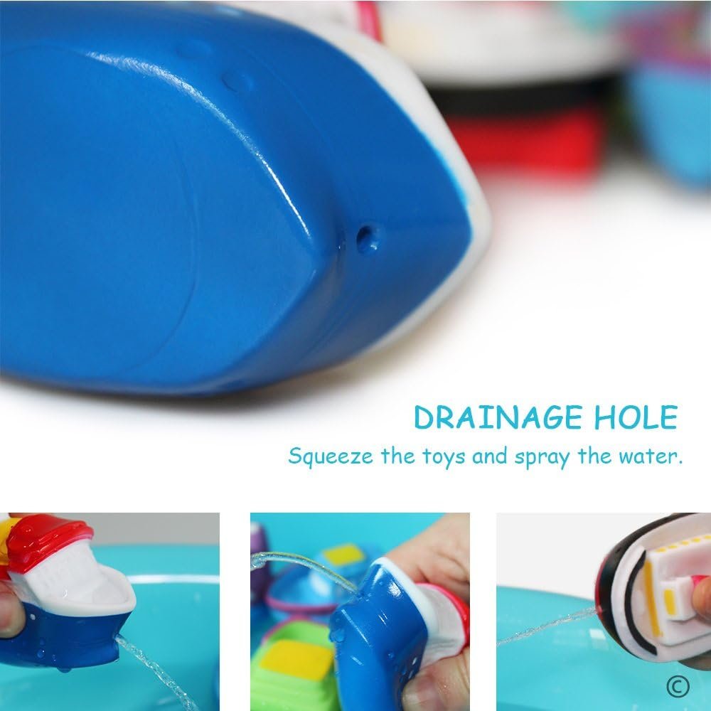 Набір іграшок для ванни Junshen 6 шт, мʼякі іграшкові човники для веселого купання, фото №3