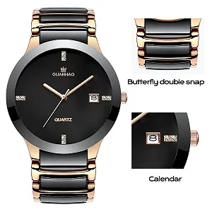 Керамічний чоловічий годинник Guanhao, чорний циферблат synthetic.ua - Фото 1