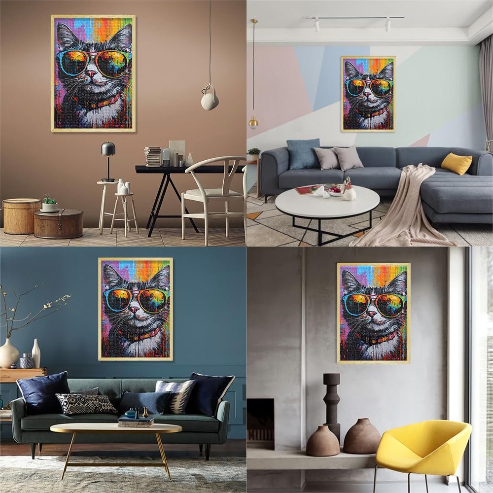 Пазл Coole Katze Sonnenbrille Abstrakte Malerei 1000 деталей 38x52 см, фото №6