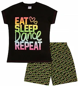 Короткая пижама для девочек Cool Eat Sleep Dance Rainbow - Фото 1