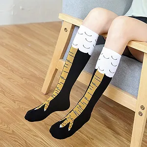 Забавные чулки Женские Мужские Забавные носки с куриными лапками Гольфы Чулки выше колена Теплые носки Леггинсы Чулки выше колена Цыплята Мультяшные спортивные носки Унисекс Мультяшные носки Забавный подарок synthetic.ua - Фото 1